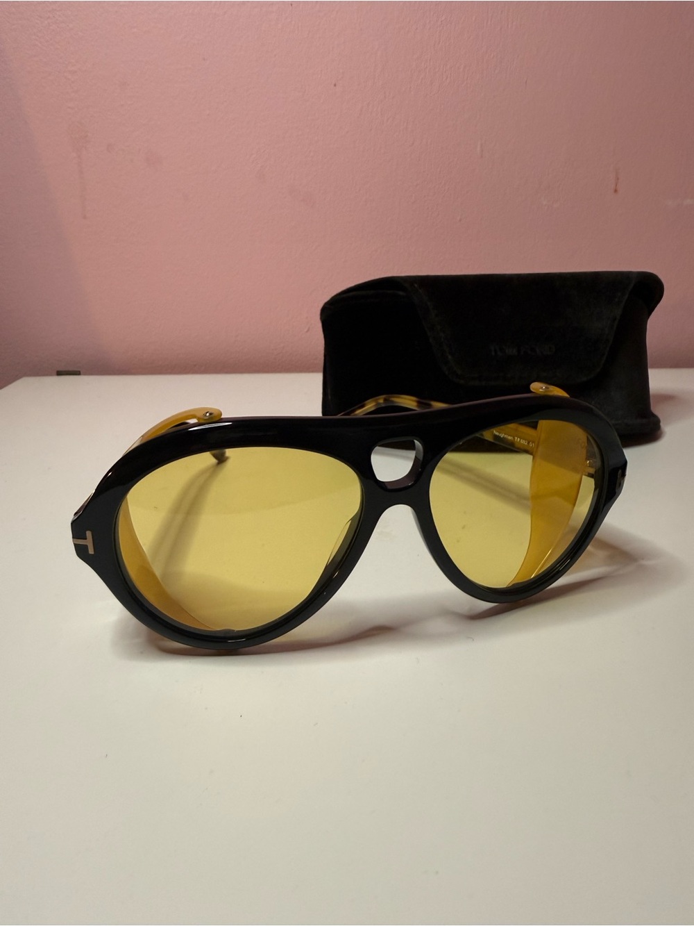 Tom Ford Neughman Sunglasses Black/Yellow - Picture 3 of 9